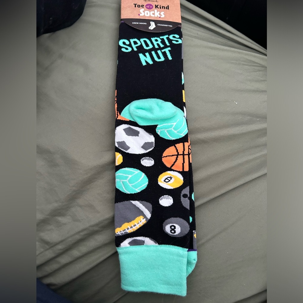 BRAND NEW Sports Nut Themed Black Socks